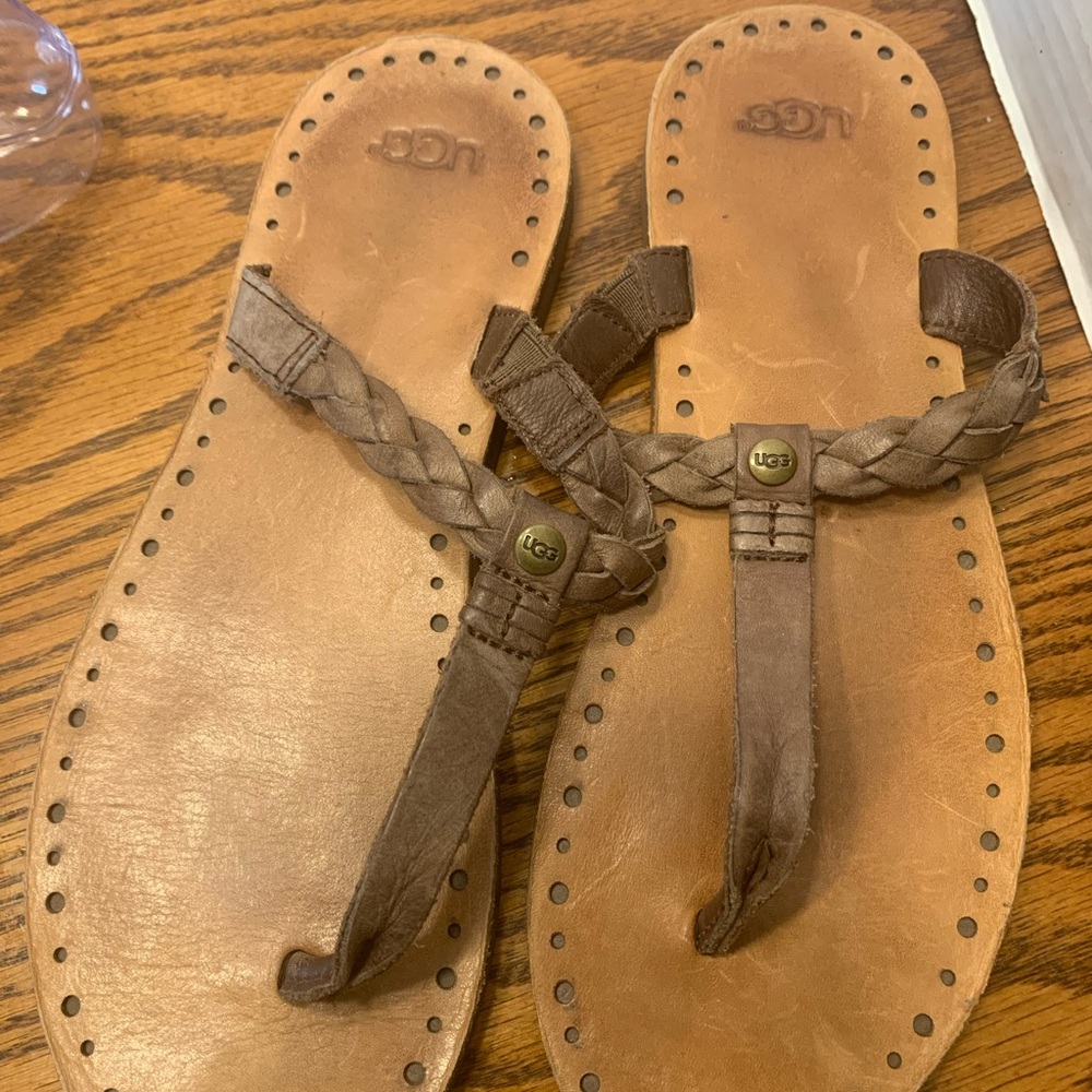 UGG Women's Brown Braided Sandals Size 8 casual hippie, festival Boho flat fun - Picture 6 of 11